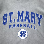 Champion Premium Reverse Weave Sweatshirt L Gray Fleece-lined College Print ST. MARY BASEBALL 3-tier Print Arch Logo Made in El Salvador