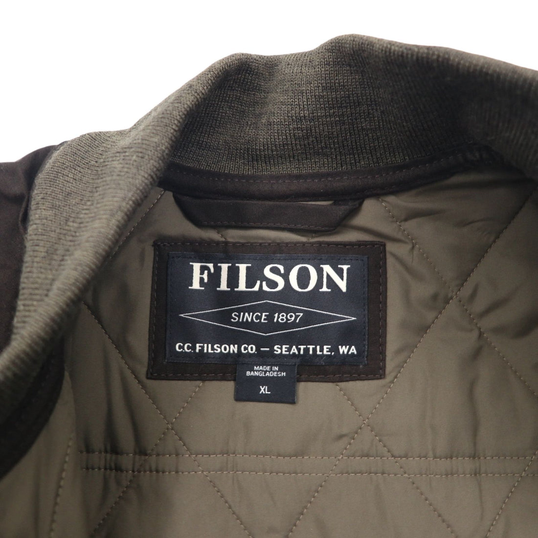 FILSON Quilted Field Vest XL Padded Quilting Double Zip Multi-Pocket 20067997