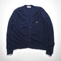 IZOD LACOSTE 70s Spool Tag Acrylic Knit Cardigan, Size L, Navy, One-Point Logo