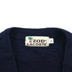 IZOD LACOSTE 70s Spool Tag Acrylic Knit Cardigan, Size L, Navy, One-Point Logo