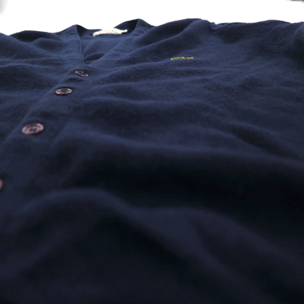 IZOD LACOSTE 70s Spool Tag Acrylic Knit Cardigan, Size L, Navy, One-Point Logo