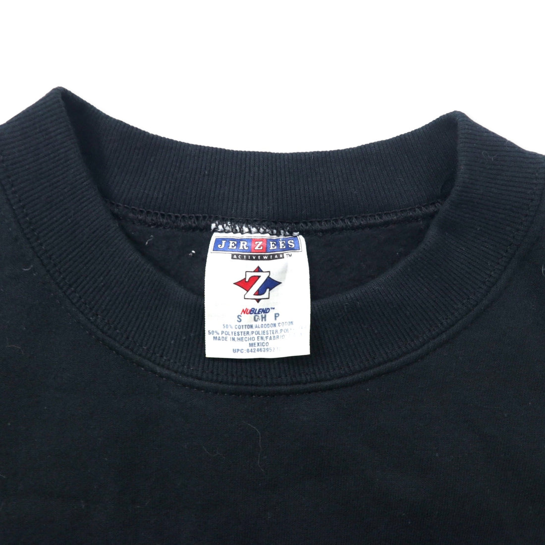 JERZEES 90's College Embroidery Sweatshirt S Black Cotton Brushed Back BOSTON Made in Mexico