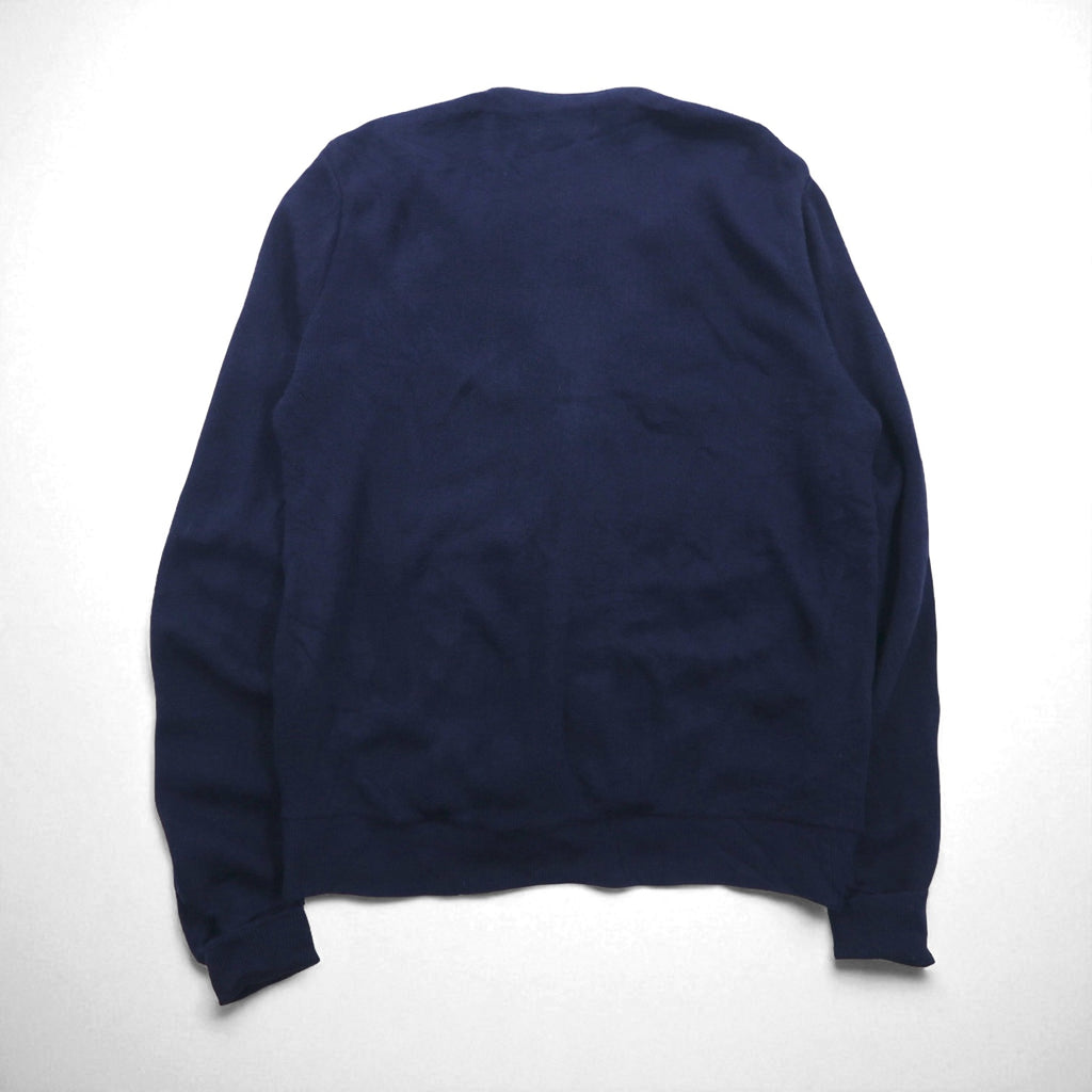 IZOD LACOSTE 70s Spool Tag Acrylic Knit Cardigan, Size L, Navy, One-Point Logo