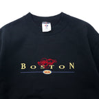 JERZEES 90's College Embroidery Sweatshirt S Black Cotton Brushed Back BOSTON Made in Mexico