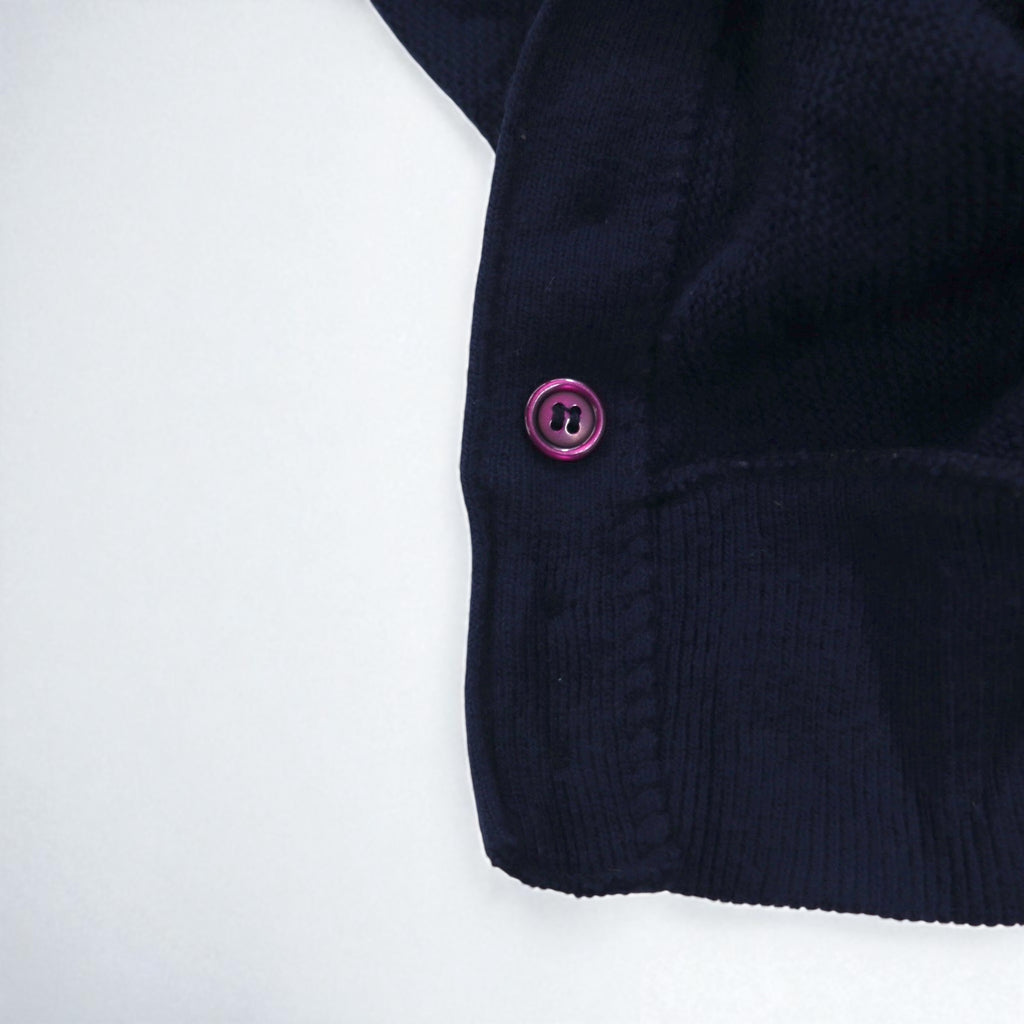IZOD LACOSTE 70s Spool Tag Acrylic Knit Cardigan, Size L, Navy, One-Point Logo
