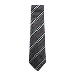 BURBERRY Made in Italy Tie Grey Regimental Stripe Silk