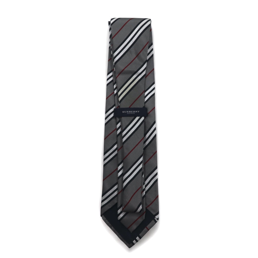 BURBERRY Made in Italy Tie Grey Regimental Stripe Silk