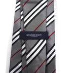 BURBERRY Made in Italy Tie Grey Regimental Stripe Silk
