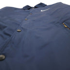 NIKE 90s Silver Tag Coach Jacket, Large, Navy Nylon, Long Length, Snap Buttons