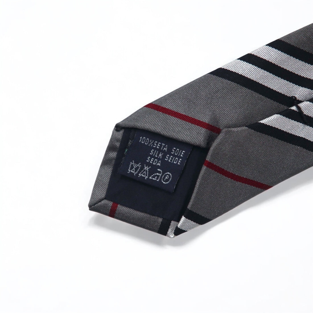 BURBERRY Made in Italy Tie Grey Regimental Stripe Silk