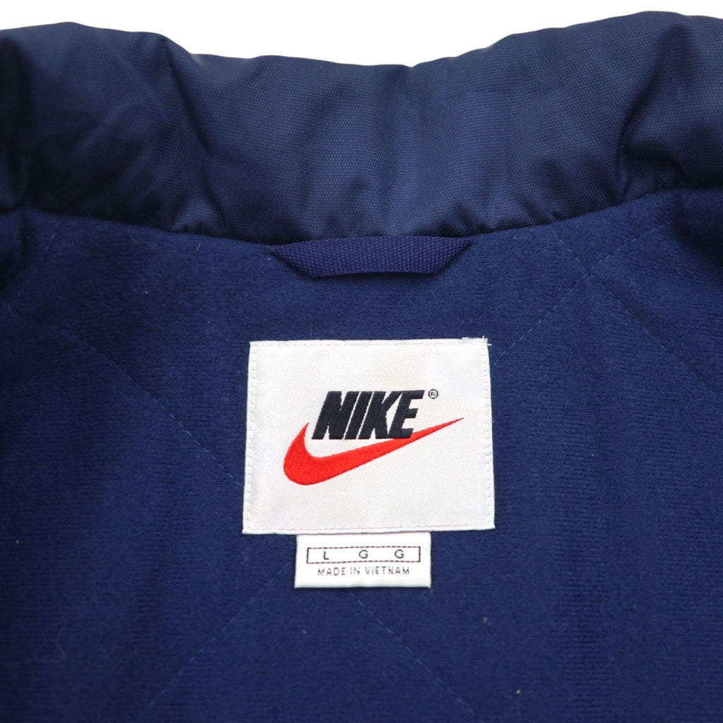 NIKE 90s Silver Tag Coach Jacket, Large, Navy Nylon, Long Length, Snap Buttons