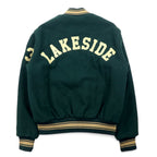 Made in USA 90s HOLLOWAY Ribline Melton Stadium Jacket M Green Wool LAKESIDE Embroidery Alicia