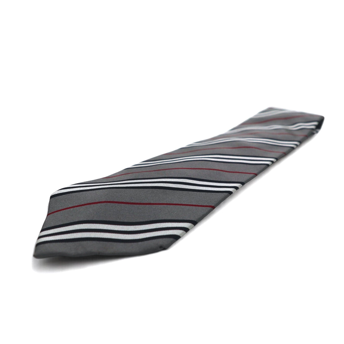 BURBERRY Made in Italy Tie Grey Regimental Stripe Silk