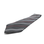 BURBERRY Made in Italy Tie Grey Regimental Stripe Silk
