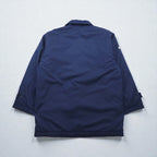 NIKE 90s Silver Tag Coach Jacket, Large, Navy Nylon, Long Length, Snap Buttons