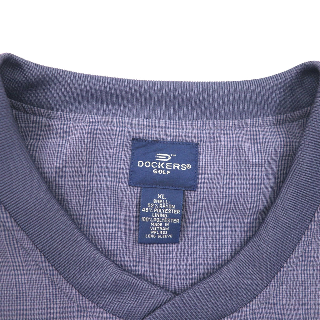 DOCKERS (Levi's) Waterproof Nylon Pullover Jacket, Size XL, Gray Check, Rayon and Polyester