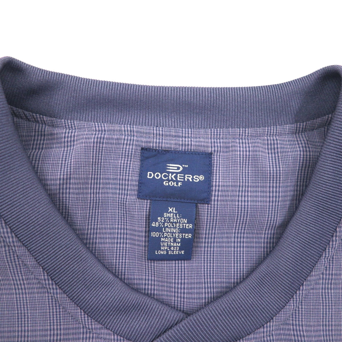 DOCKERS (Levi's) Waterproof Nylon Pullover Jacket, Size XL, Gray Check, Rayon and Polyester