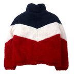 TOMMY HILFIGER SPORT Sherpa Fleece Jacket M Navy White Red Tricolor Color Polyester