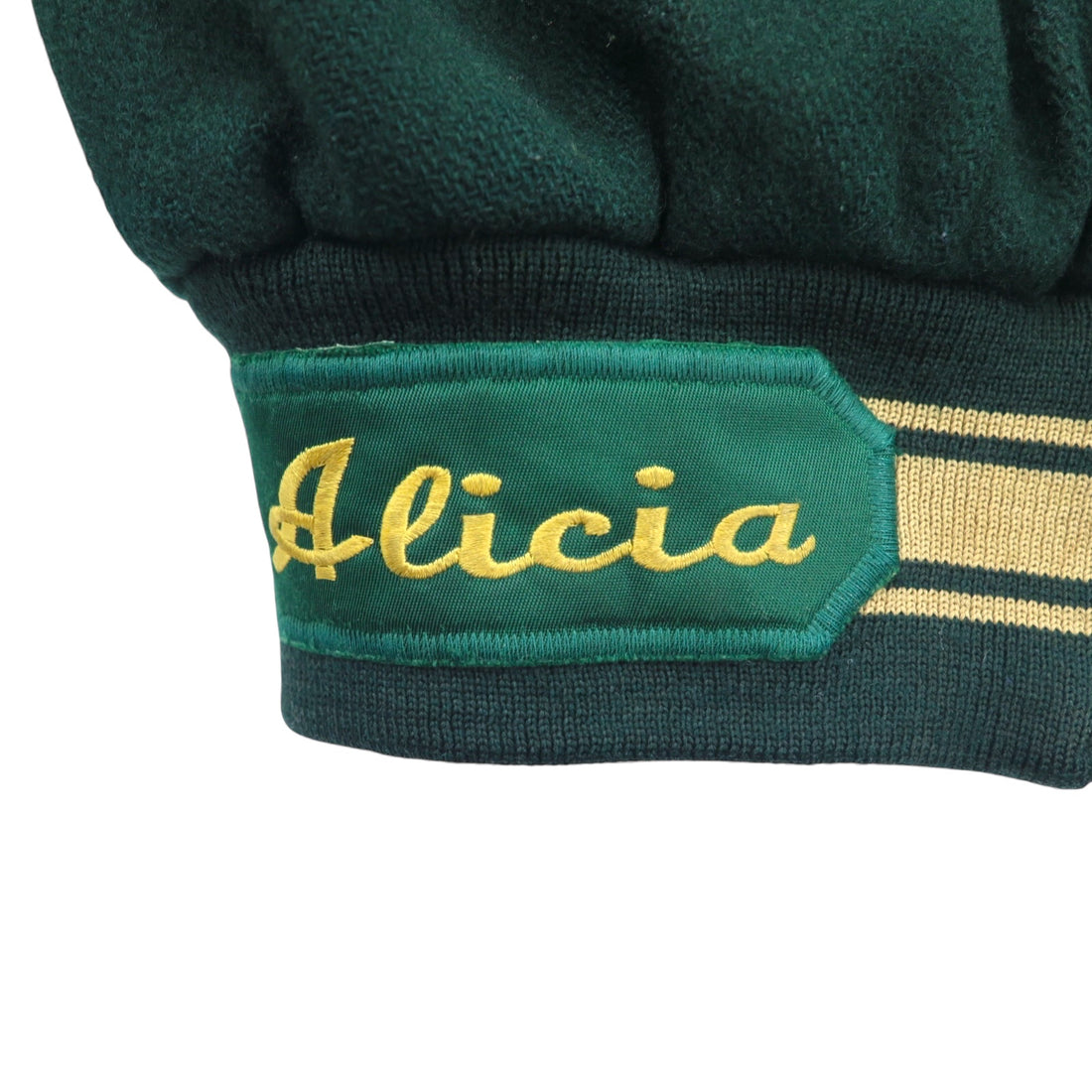 Made in USA 90s HOLLOWAY Ribline Melton Stadium Jacket M Green Wool LAKESIDE Embroidery Alicia