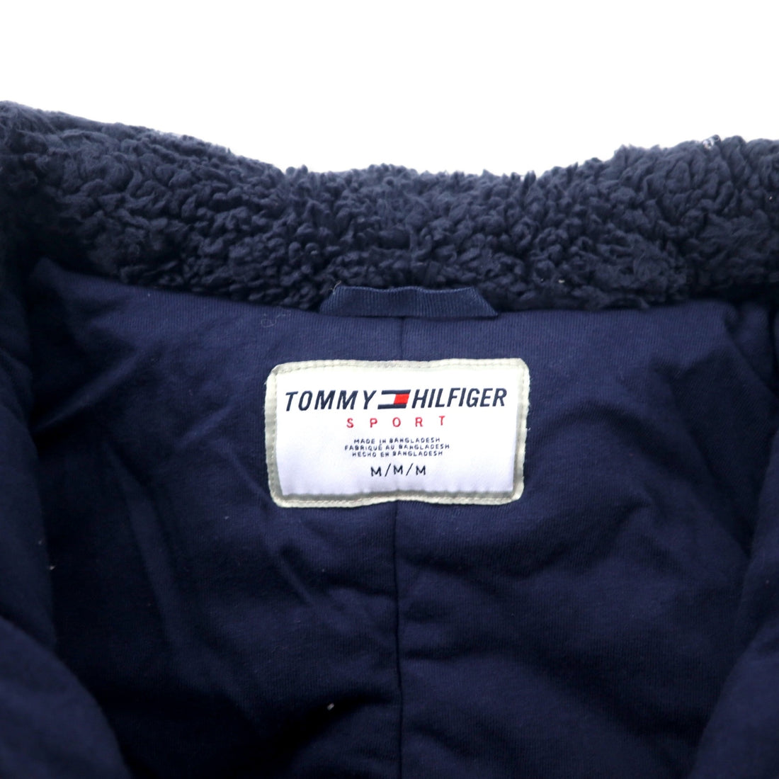 TOMMY HILFIGER SPORT Sherpa Fleece Jacket M Navy White Red Tricolor Color Polyester