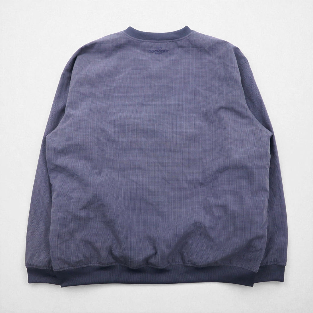 DOCKERS (Levi's) Waterproof Nylon Pullover Jacket, Size XL, Gray Check, Rayon and Polyester