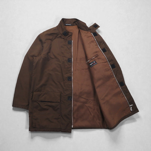 agnes b HOMME 90s Made in France Stand Collar Coat L Brown Padded