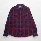Barbour INTERNATIONAL ライトネル ワークシャツ XL ネイビー レッド チェック コットン
