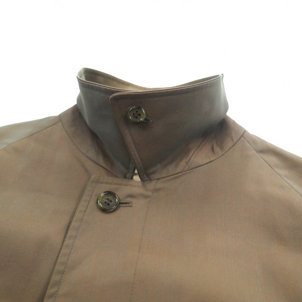 DAKS 70s Old Balmacaan Coat M Beige Iridescent Check Lining Removable Liner Made in Japan