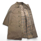 DAKS 70s Old Balmacaan Coat M Beige Iridescent Check Lining Removable Liner Made in Japan