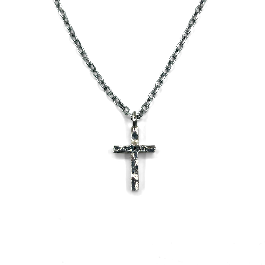GARNI Hammered Cross Necklace Silver 925 Hammerwork Rosary