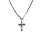 GARNI Hammered Cross Necklace Silver 925 Hammerwork Rosary