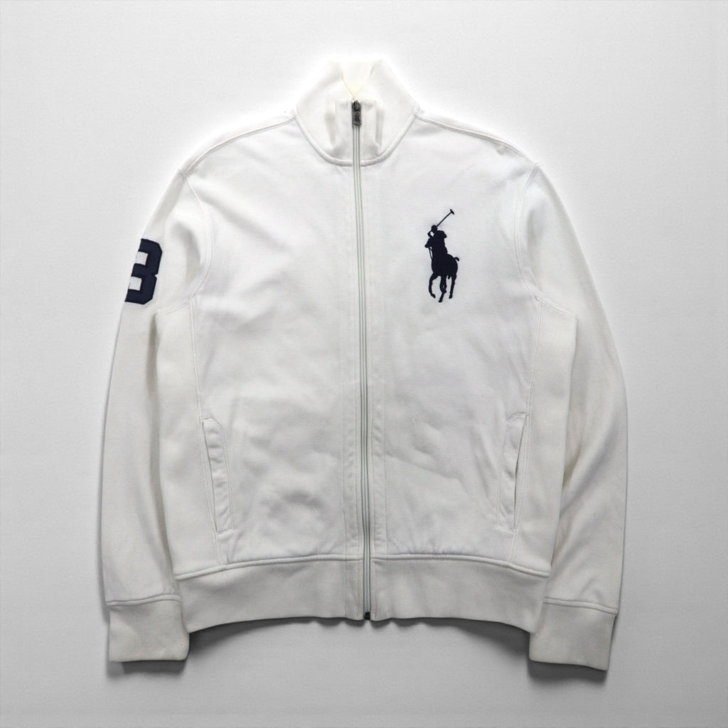 Polo Ralph Lauren 90年代 ビッグポニー 刺繍 リバースウィーブ トラックジャケット ジャージ M ホワイト 鹿の子