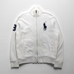 Polo Ralph Lauren 90年代 ビッグポニー 刺繍 リバースウィーブ トラックジャケット ジャージ M ホワイト 鹿の子