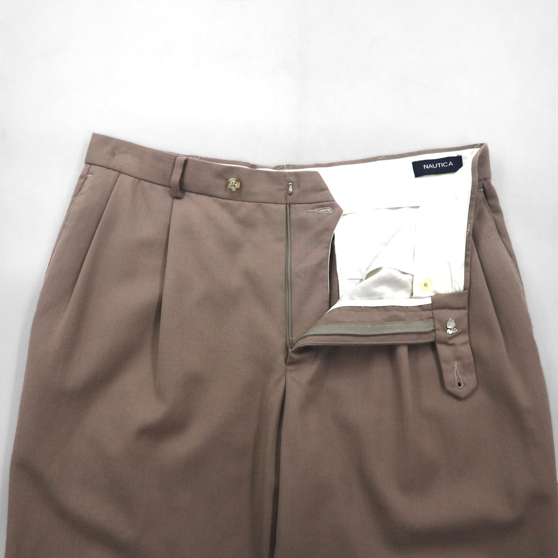 NAUTICA 2-pleat wide-leg slacks, size L, beige wool