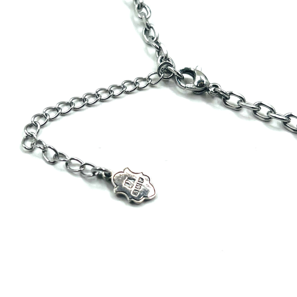GARNI Hammered Cross Necklace Silver 925 Hammerwork Rosary