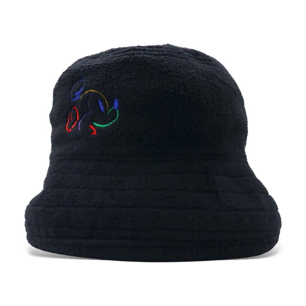 Walt Disney World 90s Fleece Bucket Hat ONE Black Polyester Mickey Mouse