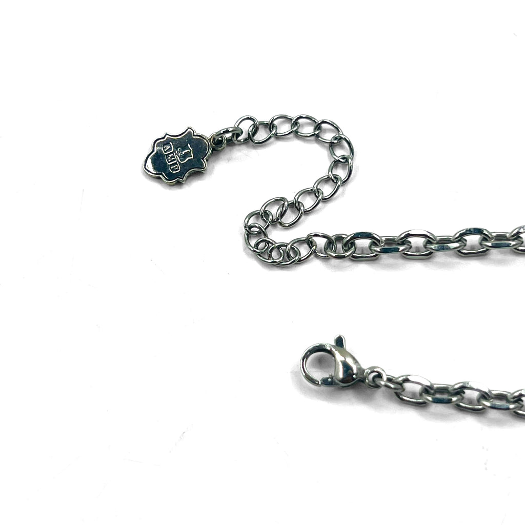GARNI Hammered Cross Necklace Silver 925 Hammerwork Rosary