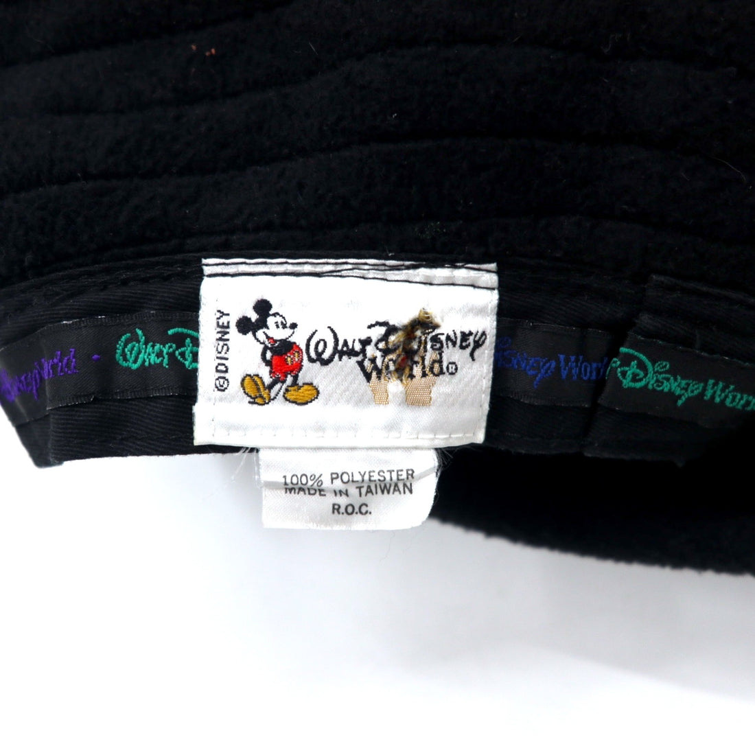Walt Disney World 90s Fleece Bucket Hat ONE Black Polyester Mickey Mouse