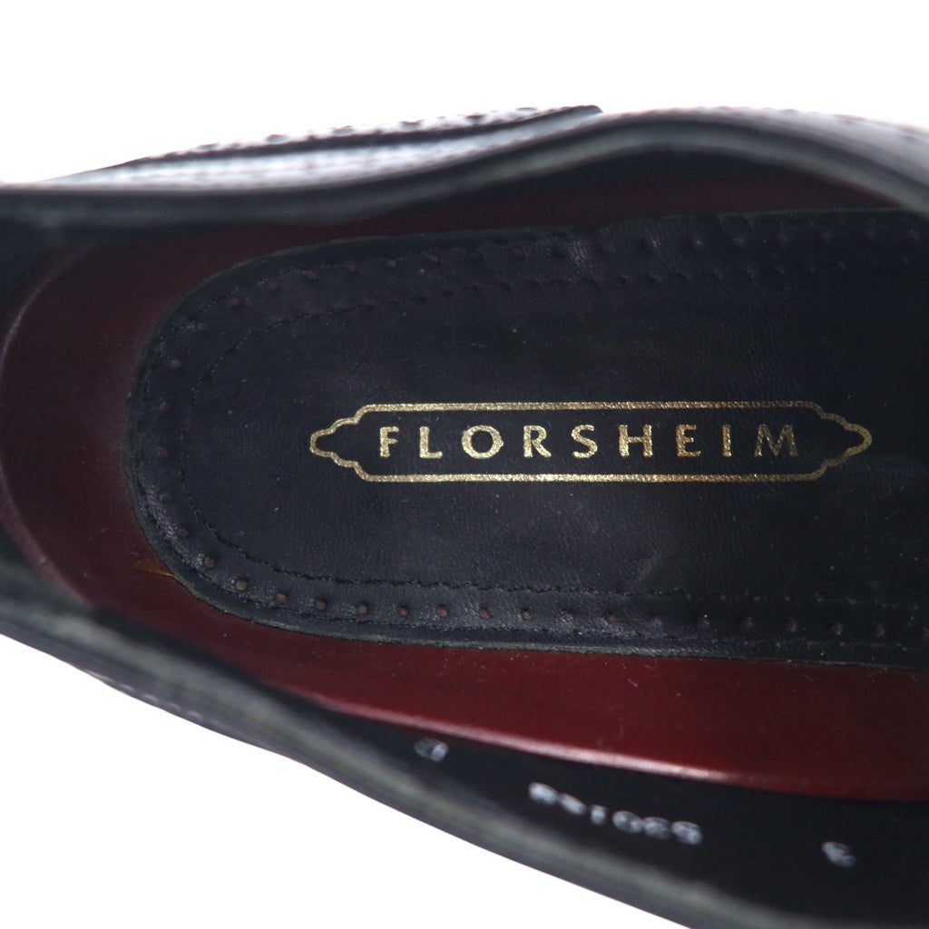 FLORSHEIM 80s Wingtip Medallion Dress Shoes 28cm Black Leather 20364