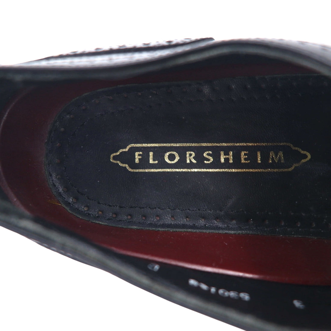 FLORSHEIM 80s Wingtip Medallion Dress Shoes 28cm Black Leather 20364