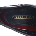 FLORSHEIM 80s Wingtip Medallion Dress Shoes 28cm Black Leather 20364