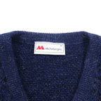 90s Michelangelo V-neck jacquard knit sweater, size M, navy, acrylic, all-over pattern