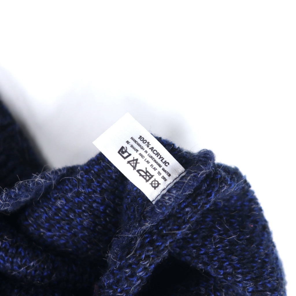 90s Michelangelo V-neck jacquard knit sweater, size M, navy, acrylic, all-over pattern