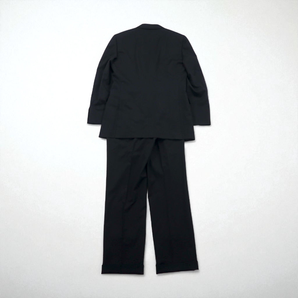 Burberry's Classics Vintage Super 100s 3B Suit Set, Size L, Black Wool with Shadow Stripe