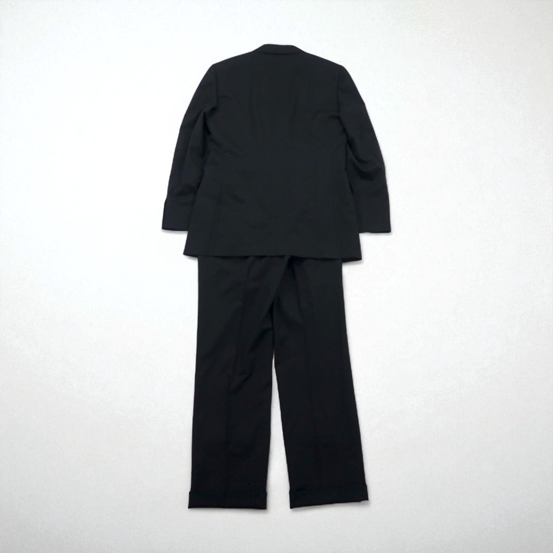 Burberry's Classics Vintage Super 100s 3B Suit Set, Size L, Black Wool with Shadow Stripe