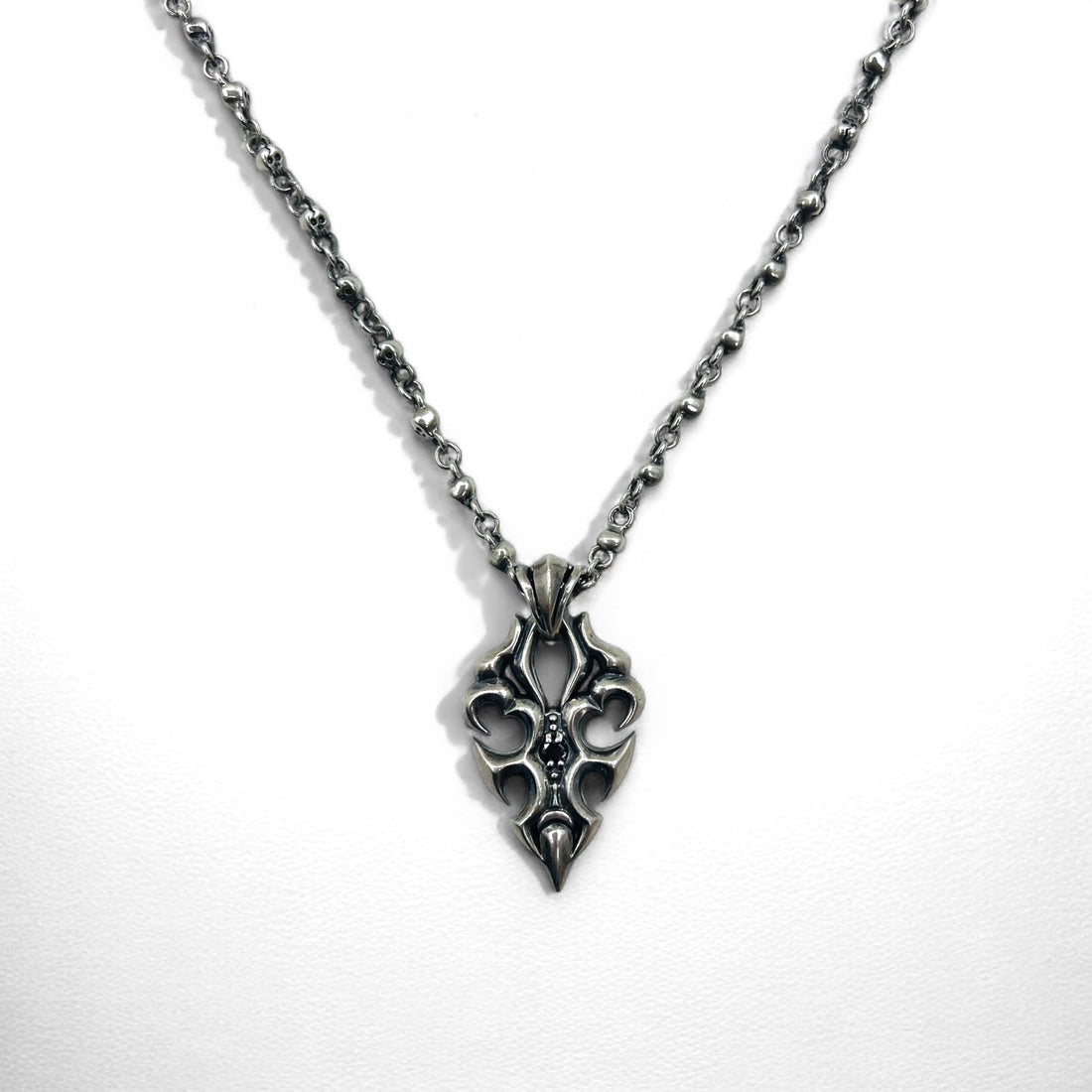 Vintage Skull Chain Necklace Skull Chain Necklace Pendant Silver STERLING 925 Gothic Rock