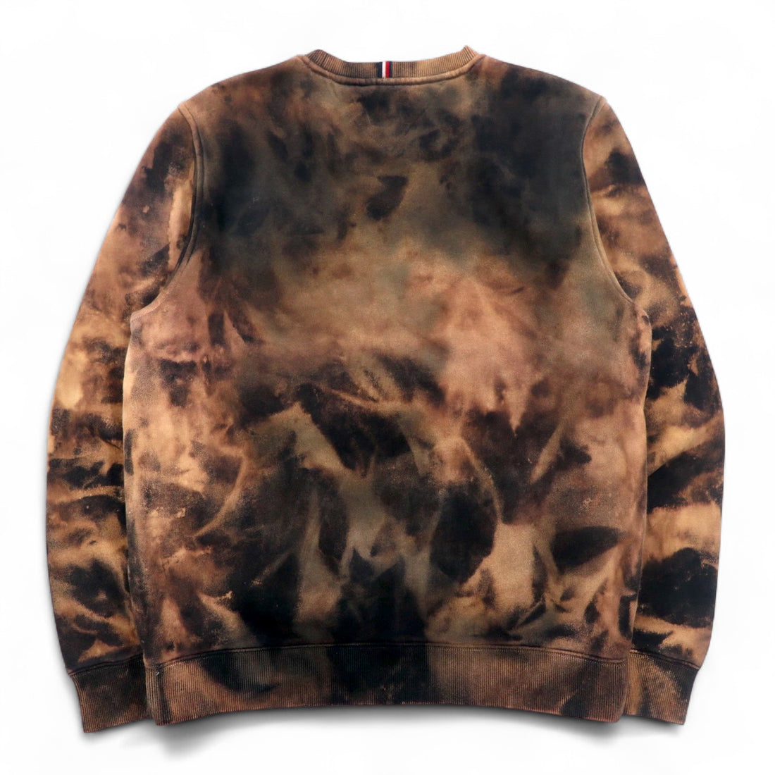TOMMY HILFIGER Tie-dye front V sweatshirt M black printed flag logo