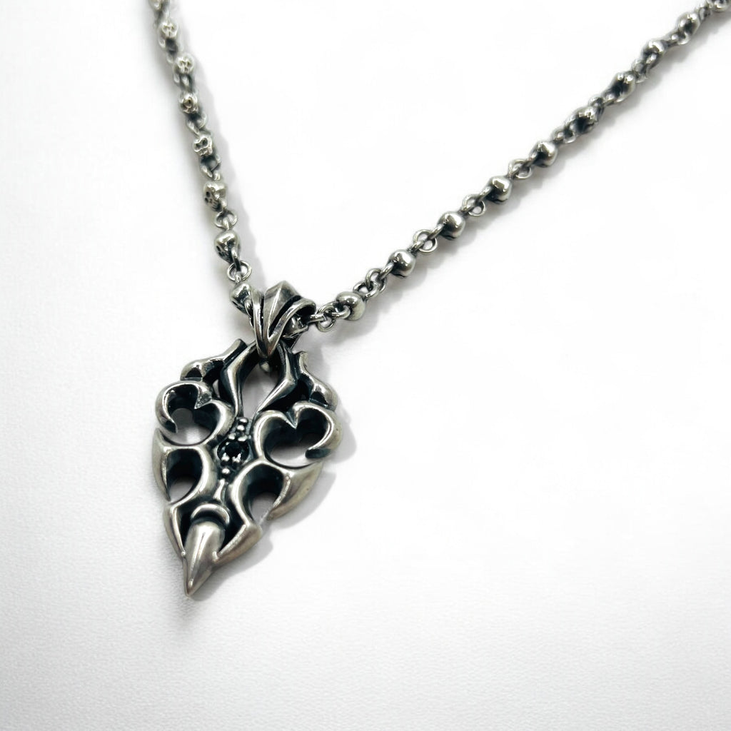 Vintage Skull Chain Necklace Skull Chain Necklace Pendant Silver STERLING 925 Gothic Rock