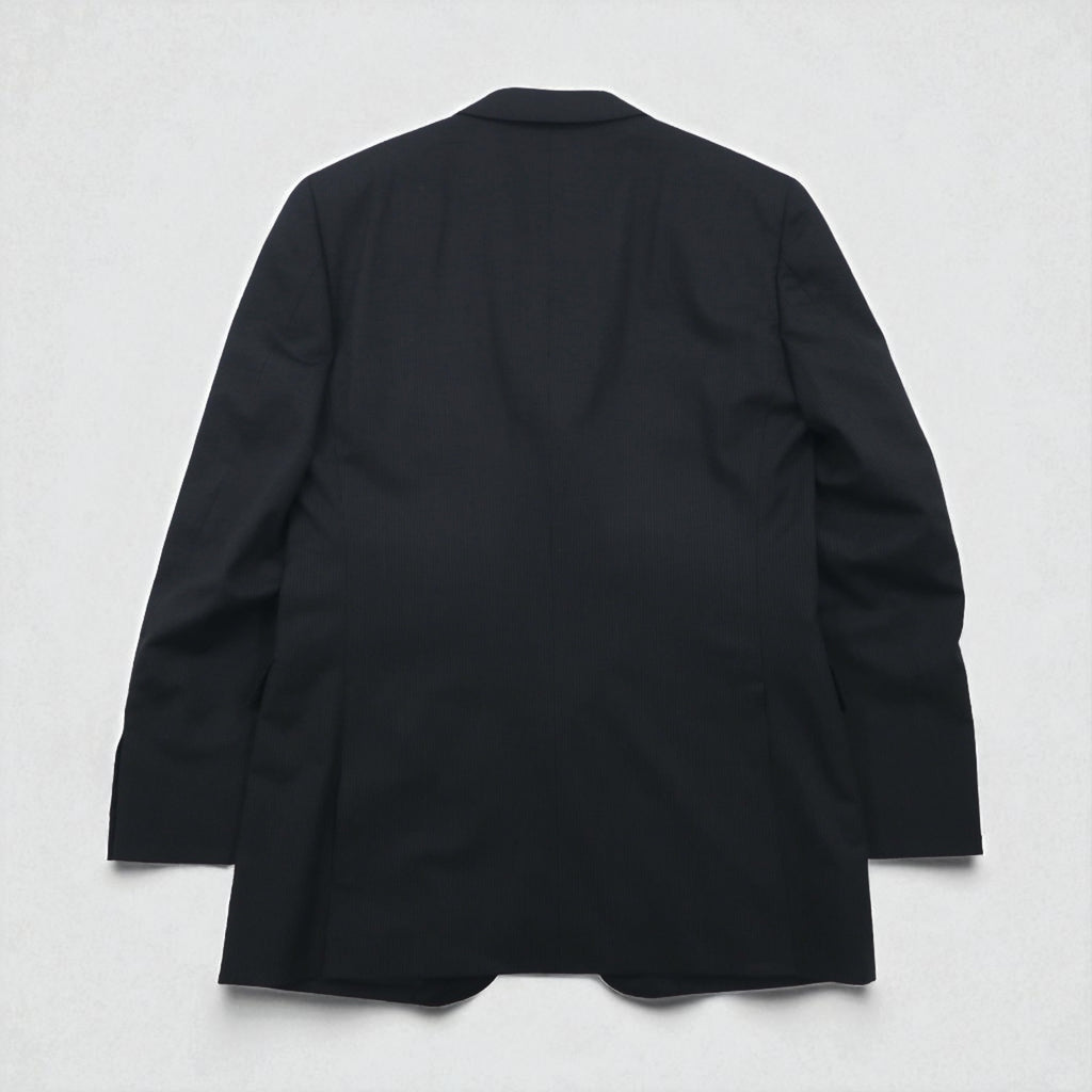 Burberry's Classics Vintage Super 100s 3B Suit Set, Size L, Black Wool with Shadow Stripe