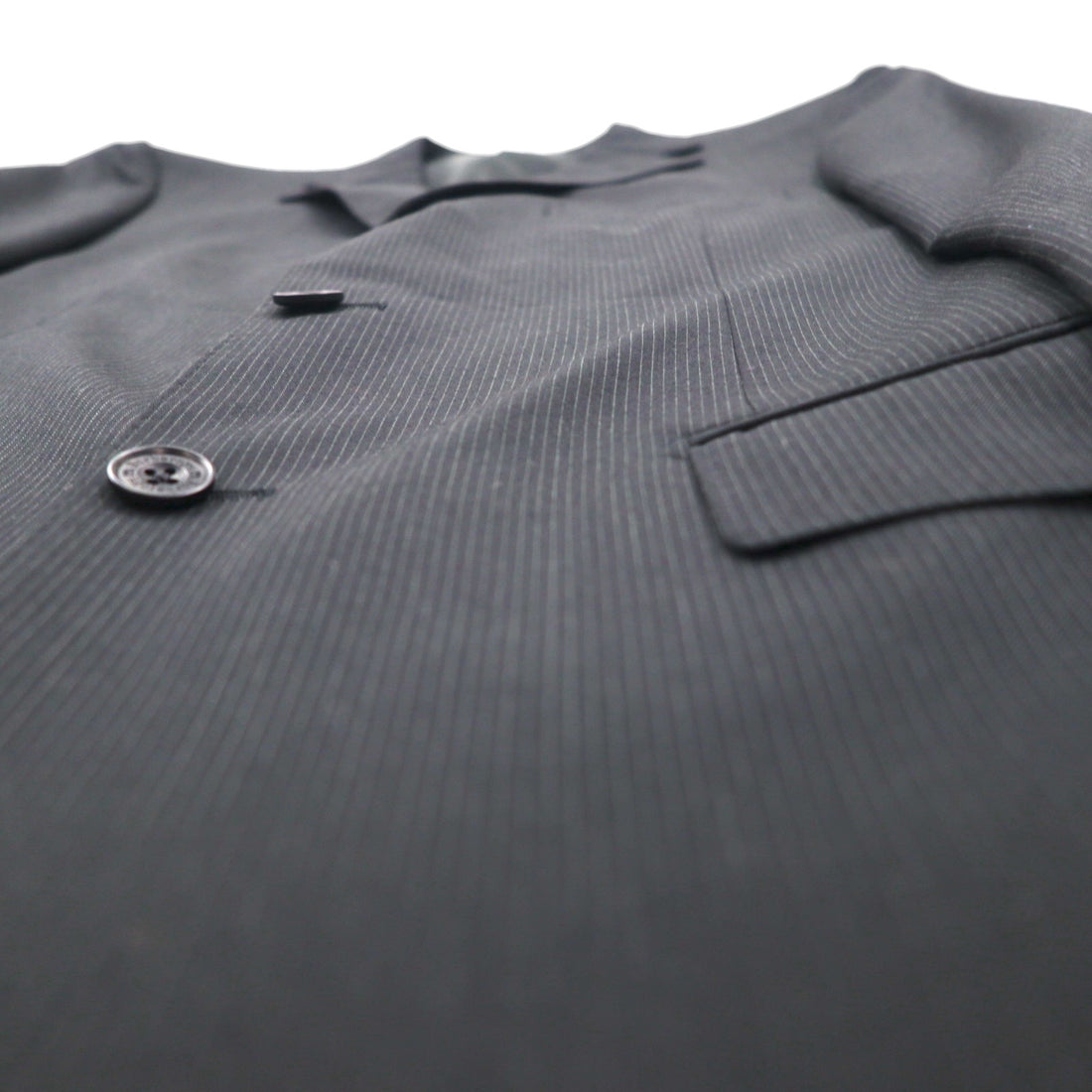Burberry's Classics Vintage Super 100s 3B Suit Set, Size L, Black Wool with Shadow Stripe